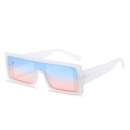 Oversized square sunglasses with matte translucent frame and blue-to-pink gradient lenses - Transparent Frame Blue Pink Lens