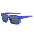 Sporty semi-transparent blue sunglasses with smoke lenses and red accents - Regular / Blue Frame Grey Lens