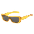 Translucent bright orange narrow rectangle sunglasses with dark gray lenses - Orange Frame Grey Lens