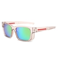 Sporty sunglasses with champagne frame, green blue mirrored lenses and red temple details - Regular / Champagne Frame Green Mirror