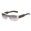 Lunettes de soleil étroites avec monture blanc ivoire et verres dégradés gris - Standard / Standard : Monture blanc cassé avec doubles verres gris