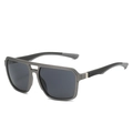 Gunmetal double-bridge aviator sunglasses with dark grey lenses and anti-slip temples - Regular / Gunmetal Frame Grey Lens