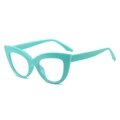 Chic mint green cat eye glasses frame with sleek minimalist design for women - Blue