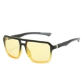 Matte black double-bridge sunglasses with yellow gradient lenses and contrast tips - Regular / Black and Yellow Frame Yellow Lens