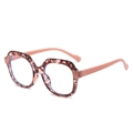 Occhiali TR oversize con montatura marmorizzata viola e aste rosa pallido alla moda - Montatura Floreale con Aste Rosa