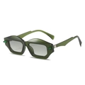 Hip-hop style translucent green irregular geometric sunglasses with unique jagged temples - Regular / Transparent Green Frame Double Grey Lens