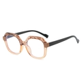 Chic square TR90 blue light blocking glasses in amber brown frames and black temples - Marble Amber