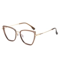 Elegantes Cat-Eye TR90 Brillengestell in Teebraun mit schmalen goldfarbenen Metallbügeln - Dunkelbrauner Rahmen / Klare Linse (Anti-Blaulicht)