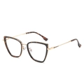 Modische Cat-Eye Brillenfassung aus Schildpatt-TR90 mit goldenen Metallbügeln und Silikonpads - Leoparden-Goldrahmen Klare Linsen / Klare Linse (Anti-Blaulicht)