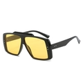 Oversized rectangle sunglasses with shiny black frame and bright yellow lenses - Black Frame Yellow Lens