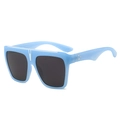 Flat top retro sunglasses in light blue with star accents and dark gray lenses - Blue Frame Grey Lens