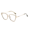 Cat-eye TR90 optical glasses frame in champagne and gold metal with silicone nose pads - Regular (Incl. 13% VAT) Transparent Green Frame / Clear Lens (Anti-Blue Light)