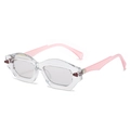 Chic geometric sunglasses with transparent frames and stylish pink arms for women - Regular / Transparent Frame Light Gray Lens