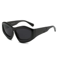 Occhiali da sole neri cat-eye oversize con montatura lucida spessa e lenti scure - Regolare / Montatura Nera Lenti Grigie
