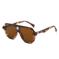 Occhiali da sole pilot retrò oversize con montatura tartarugata e lenti marroni - Regolare / Montatura Leopardata Lente Marrone