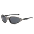 Matte grey sporty wrap-around sunglasses with dark grey lenses and streamlined frame - Regular / Gunmetal Frame Grey Lens