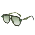 Occhiali da sole aviator retrò con montatura in acetato verde scuro e lenti sfumate - Regolare / Montatura Verde Trasparente Lenti Verdi