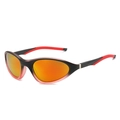 Sport sunglasses with black frame, red accents and orange mirrored cycling lenses - Regular / Black Frame Red Mirror
