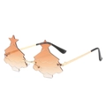 Lunettes de soleil sans monture en forme de sapin de Noël avec verres dégradés bruns - Monture Dorée Verres Dégradés Thé