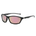 Lunettes de soleil de sport noir mat avec verres miroirs or rose et branches antidérapantes - Standard / Standard (TVA 13 % incluse) Monture noire / Verres roses