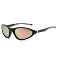 Sporty matte black square sunglasses with vibrant pink-orange gradient polarized lenses - Standard (Incl. 13% VAT Invoice) / Standard (Incl. 13% Tax) Black Frame / Pink Lenses