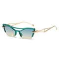 Retro cat-eye sunglasses with green frame, gradient lenses and hollow metal temples - Regular / Standard (Incl. 13% VAT) Green Frame Green Yellow Lenses