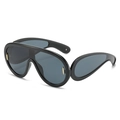 Occhiali da sole punk futuristici con montatura nera oversize e lenti grigio-blu - Montatura Nera Lenti Grigie