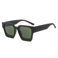 Classic square sunglasses with matte black frame and deep green lenses for a modern look - Regular / Black Frame Dark Green Lens