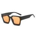 Classic retro square sunglasses featuring a bold matte black frame and orange lenses - Regular / Black Frame Orange Lens