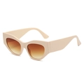 Occhiali da sole cat-eye beige con montatura larga e lenti marroni sfumate - Montatura Bianco Sporco Lenti Sfumate Tè