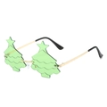 Green Christmas tree star sunglasses with gold metal frame and rimless lenses - Gold Frame Dark Green