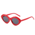 Funky red cat-eye sunglasses with lip-shaped frames and dark UV400 protective lenses - Red Frame Grey Lens