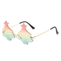 Christmas tree shaped rimless sunglasses with colorful gradient lenses and gold frames - Gold Frame Green Yellow Pink Gradient