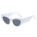 White cat-eye sunglasses with thick temples and dark UV400 lenses in a modern style - White Frame Gray Lens