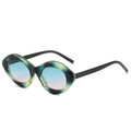 Lunettes œil de chat monture vert foncé texturée et verres dégradés bleu-rose - Monture Marbre Vert Verres Dégradés Bleu Rose