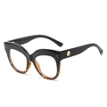 Occhiali cat-eye neri e tartarugati con dettagli dorati e rivetti frontali - Nero Leopardo