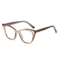 Brown cat eye anti-blue light glasses frame with transparent finish for women - Transparent Tea
