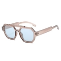 Occhiali da sole aviator a doppio ponte con montatura marrone chiaro e lenti blu - Montatura Grigia Lenti Blu Chiaro