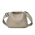 Lightweight beige nylon shell bag with adjustable wide strap and spacious compartments - Khaki
