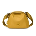 Minimalist ginger yellow shell-shaped oxford bag with wide shoulder strap - Yellow