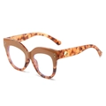 Montatura occhiali cat-eye retrò con motivo tartarugato ambra scuro e rivetti - Khaki e Leopardo Giallo