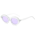 Lunettes de soleil œil de chat avec monture pailletée et verres violets pour femme - Monture Transparente Pailletée Verres Violets