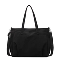 Schwarze Oxford-Stofftasche mit verstellbarem Schultergurt und großem Fassungsvermögen - Schwarz