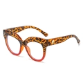 Retro cat-eye glasses in leopard tortoiseshell finish with red gradient accents - Leopard Red