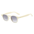 Retro cream white round sunglasses with gray gradient lenses and gold rivets - Regular / Standard: Off-White Frame with Double Gray Lenses
