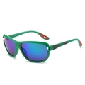 Sport cycling sunglasses featuring a vibrant green frame with colorful mirrored lenses - Regular / Regular Green Frame Green Lenses