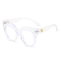 Oval cat-eye transparent eyeglasses frame with gold metal accents and silver rivets - Transparent Frame
