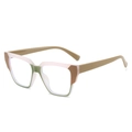 Montatura occhiali quadrata in TR90 rosa trasparente e verde oliva con design bicolore - Montatura Spliced Caffè Superiore Rosa Inferiore Verde