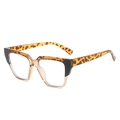 Square TR90 glasses frame featuring a trendy leopard print and champagne splicing design - Black Top Leopard Bottom Champagne Spliced Frame
