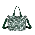 Grüne Canvas-Einkaufstasche mit Blumenmuster, verstellbarem Riemen und Handgriffen - Grün
